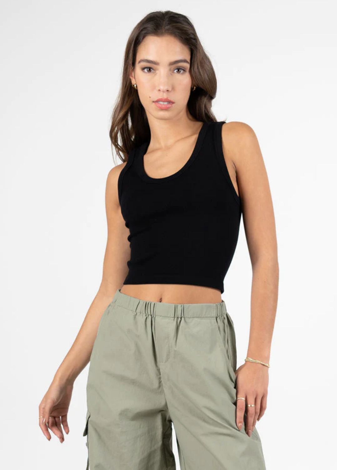 Bamboo Deep Scoop Tank + colours, Colour: BLACK