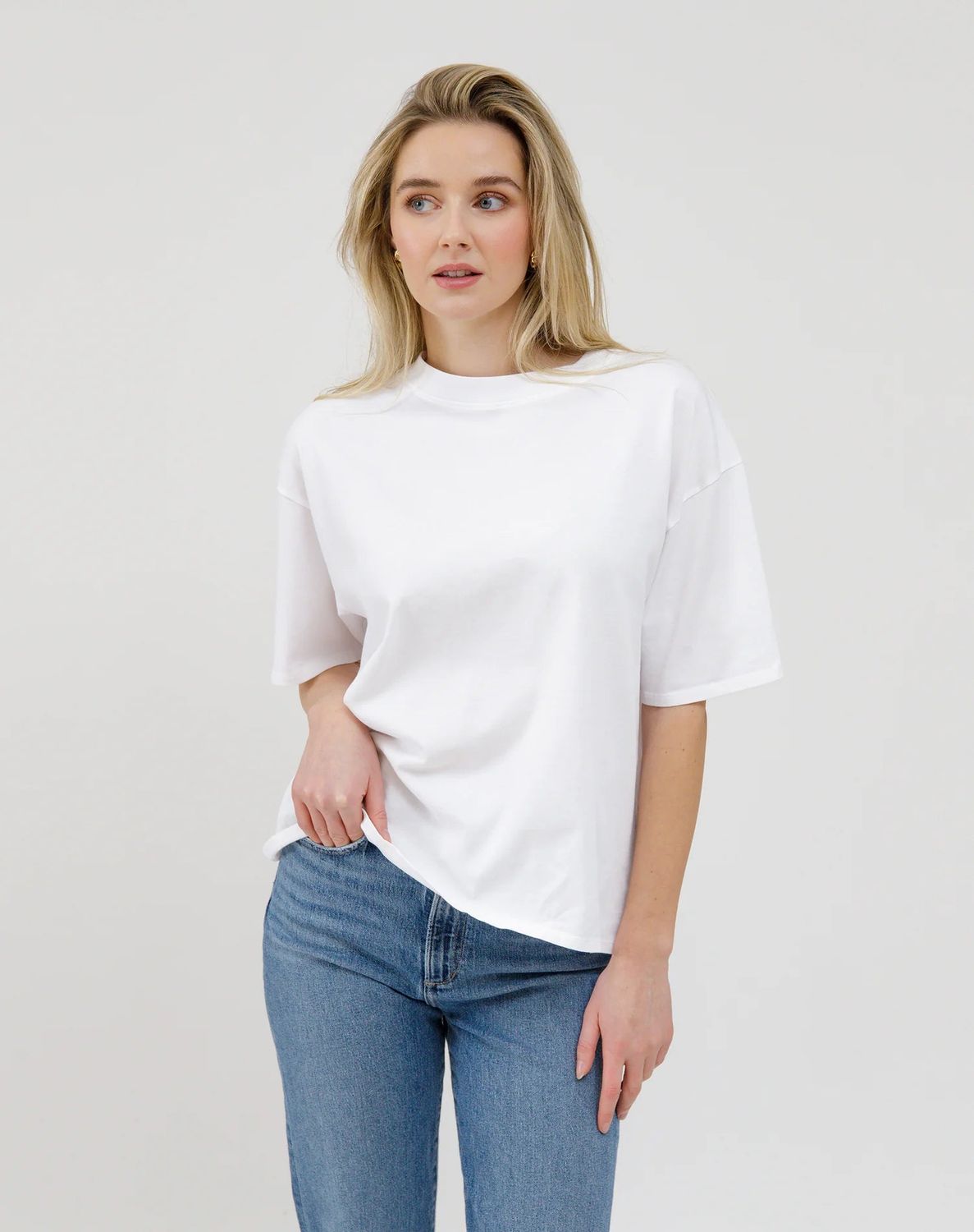 Brunette the Label Boxy Tee, Colour: White, Size: XS-SM
