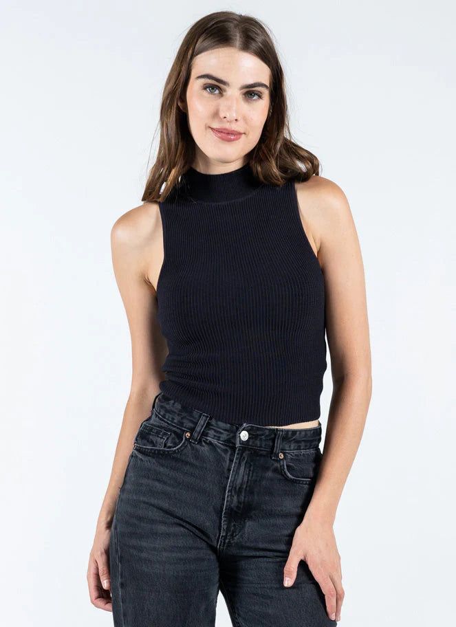 Bamboo Ottoman Ribbed Mock Neck Top