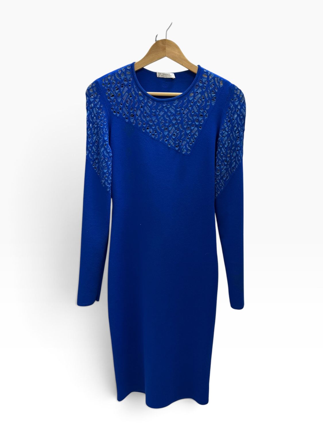 Versace Collection Contrast Stitch Knit Dress - Royal Blue