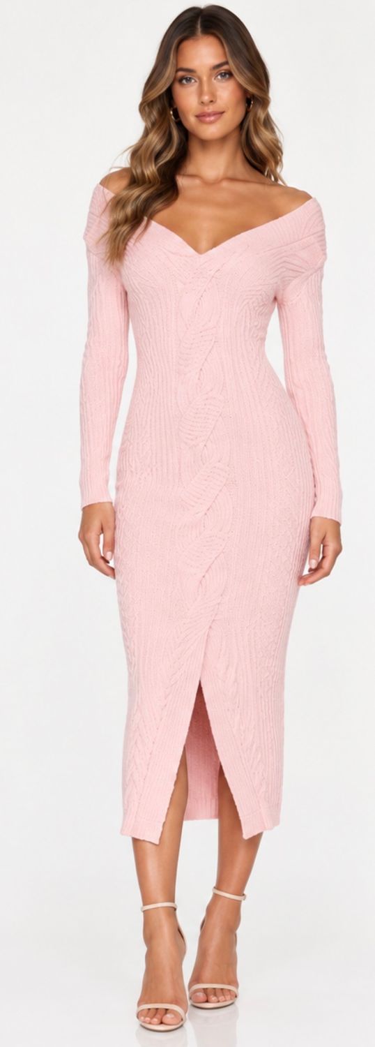 One Grey Day Isla Midi Dress - Soft Pink