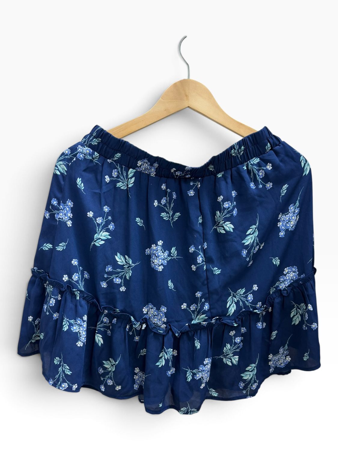 Francesca's Navy Floral Ruffle Skirt - Large