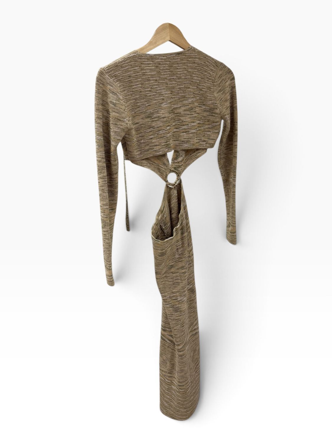 12th Tribe Metallic Gold Cutout Ring Maxi Dress