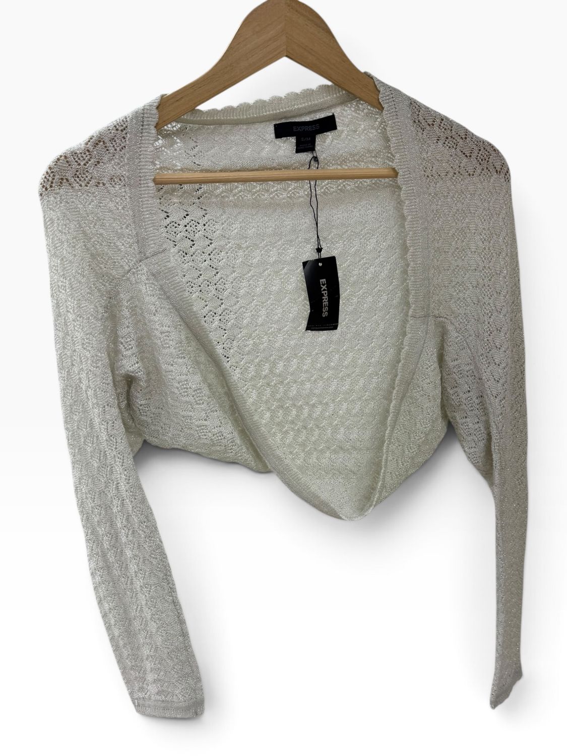 Express Metallic Open-Knit Shrug Bolero - S/M