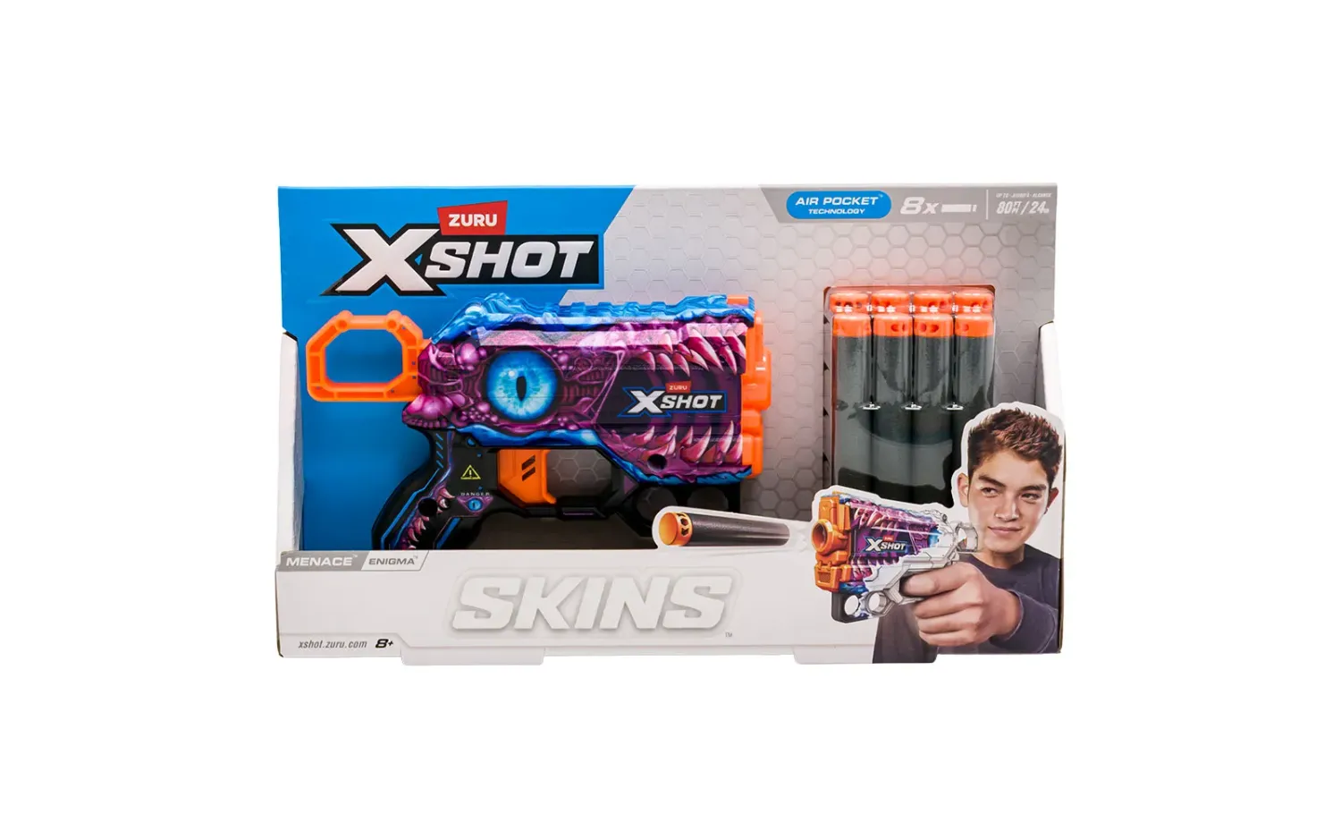 ZURU X-Shot Skins Menace Enigma – kompaktowa wyrzutnia pełna akcji