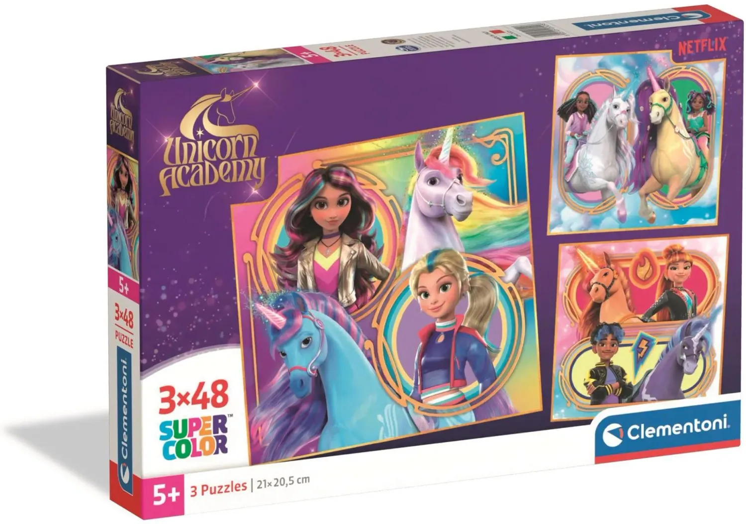 Puzzle Clementoni 3×48 Super Color – Unicorn Academy