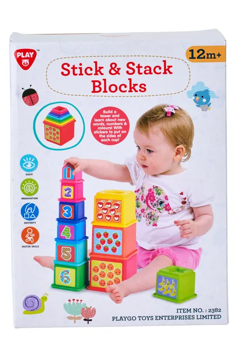 PlayGo Stick &amp; Stack Blocks – kolorowe klocki do układania