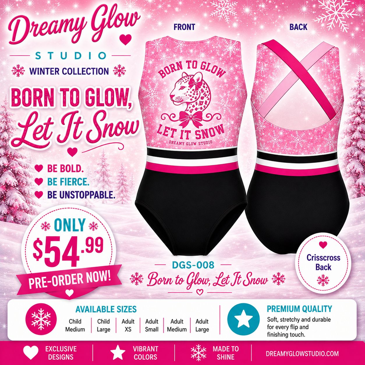 Born to Glow Snow Leopard Leotard