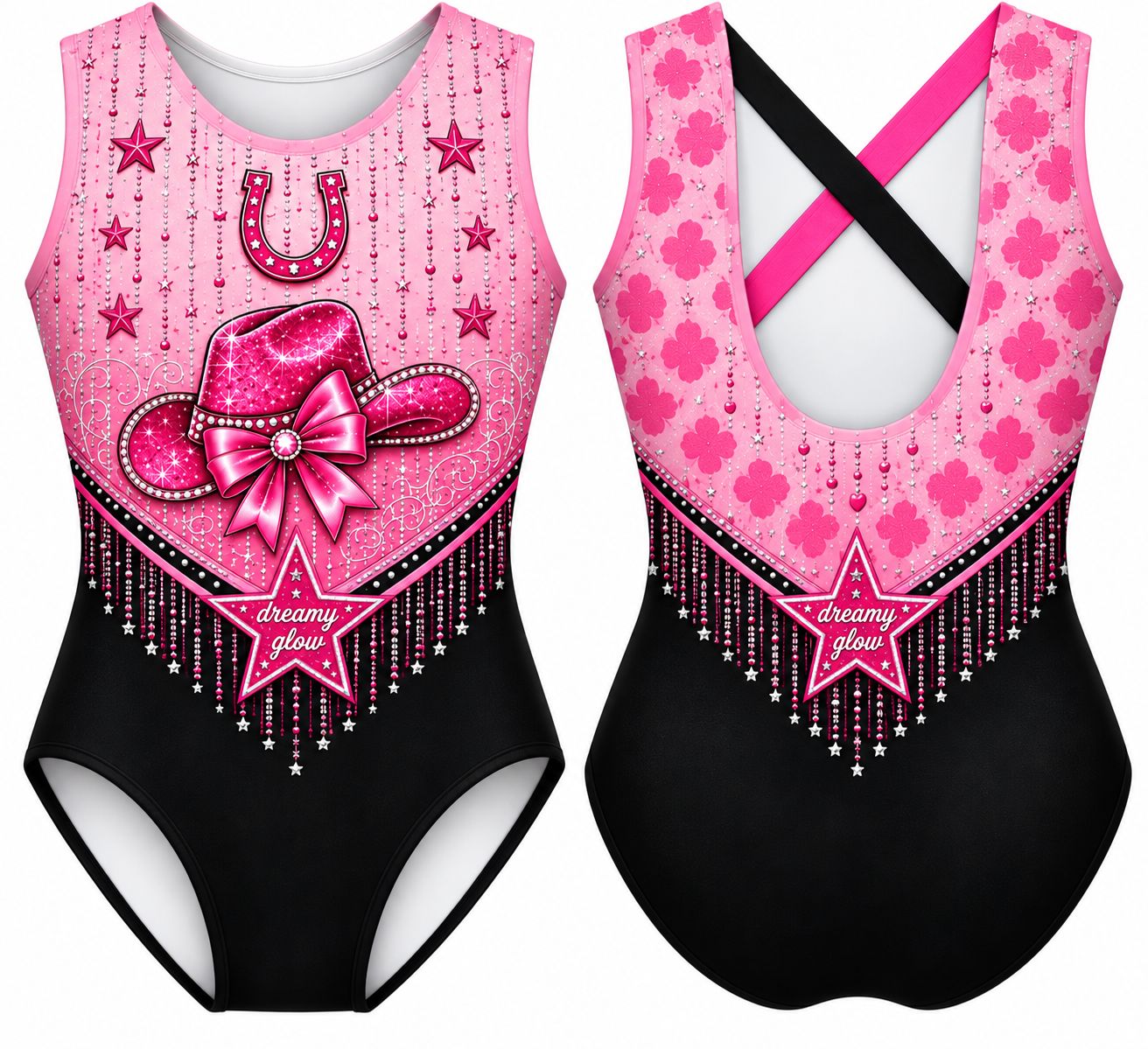 Dreamy Glow Pink Coquette Cowgirl Leotard