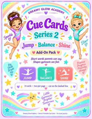 Series 2-  Dreamy Glow Academy Gymnastics Printable Flashcards
