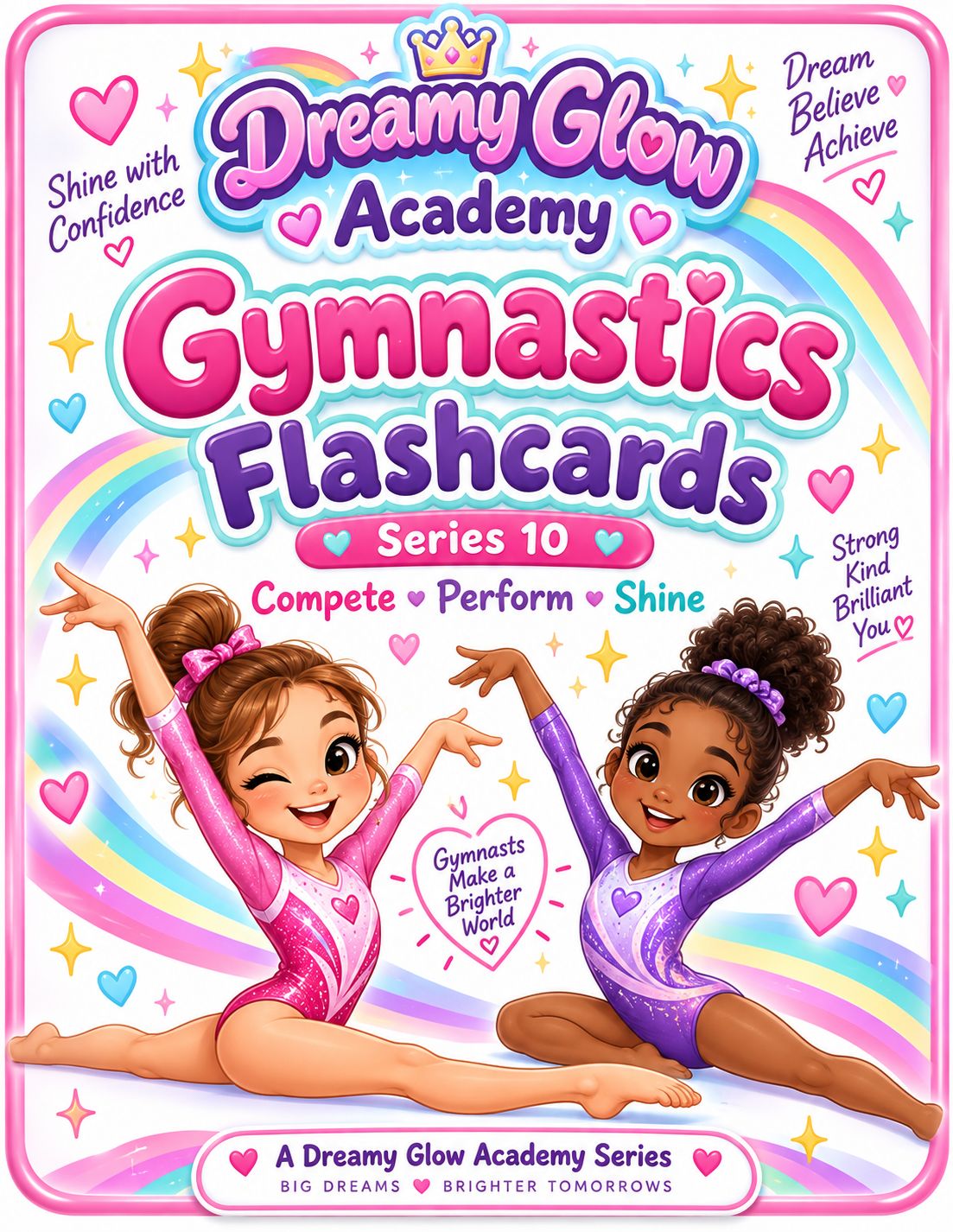 ENTIRE Series 1-10-PLUS BONUS CARDS Dreamy Glow Academy Gymnastics Printable Flashcards