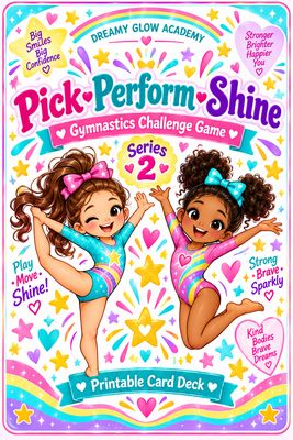 PICK, PERFORM, SHINE Series 2 Dreamy Glow Academy Gymnastics Printable Flashcards