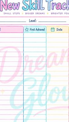 NEW SKILL TRACKER FILLABLE PDF Dreamy Glow Academy Gymnastics Printable