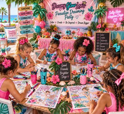 SERIES 2- Paradise Dreaming - Includes 10 UNIQUE PREMIUM Printable DESIGNS- DREAMY GLOW LEOTARD Coloring Sheets