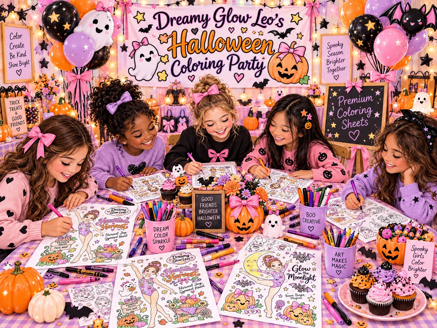 SERIES 4- HALLOWEEN SPOOKTACULAR - Includes 10 UNIQUE PREMIUM Printable DESIGNS- DREAMY GLOW LEOTARD Coloring Sheets