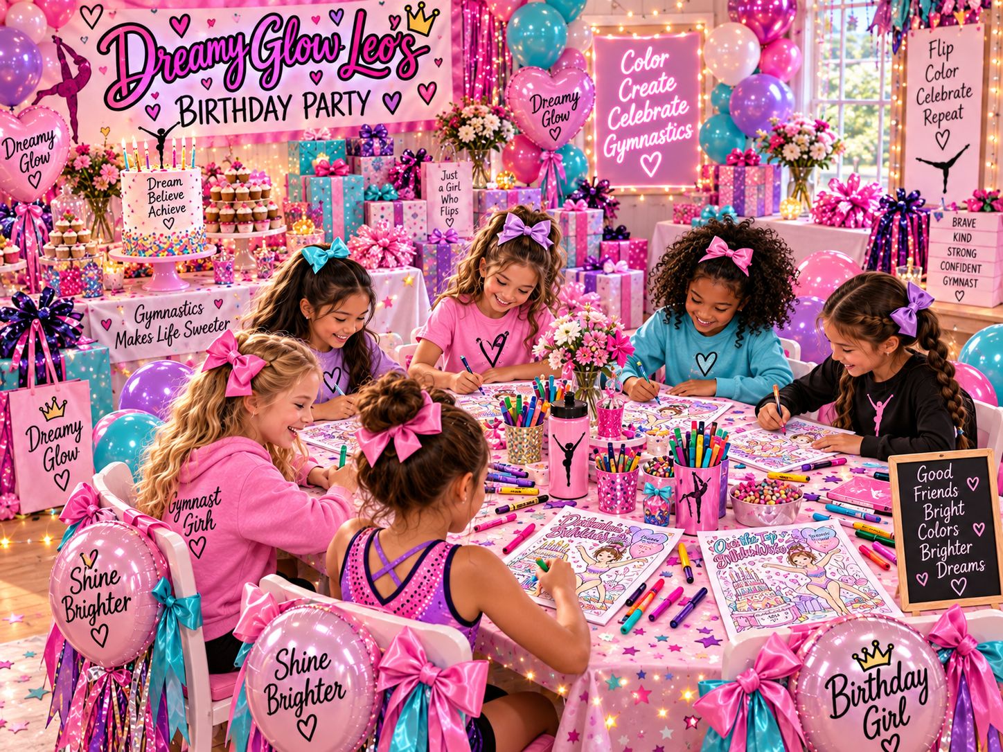 SERIES 5- BIRTHDAY WISHES - Includes 10 UNIQUE PREMIUM Printable DESIGNS- DREAMY GLOW LEOTARD Coloring Sheets