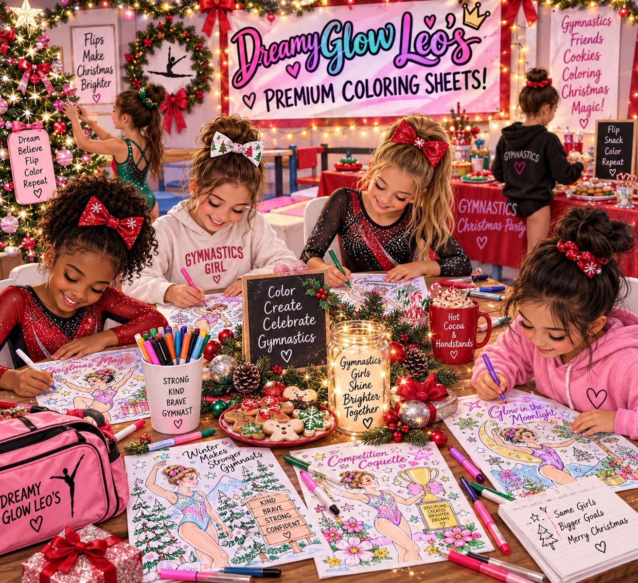 SERIES 8- CHRISTMAS MAGIC- Includes 10 UNIQUE PREMIUM Printable DESIGNS- DREAMY GLOW LEOTARD Coloring Sheets