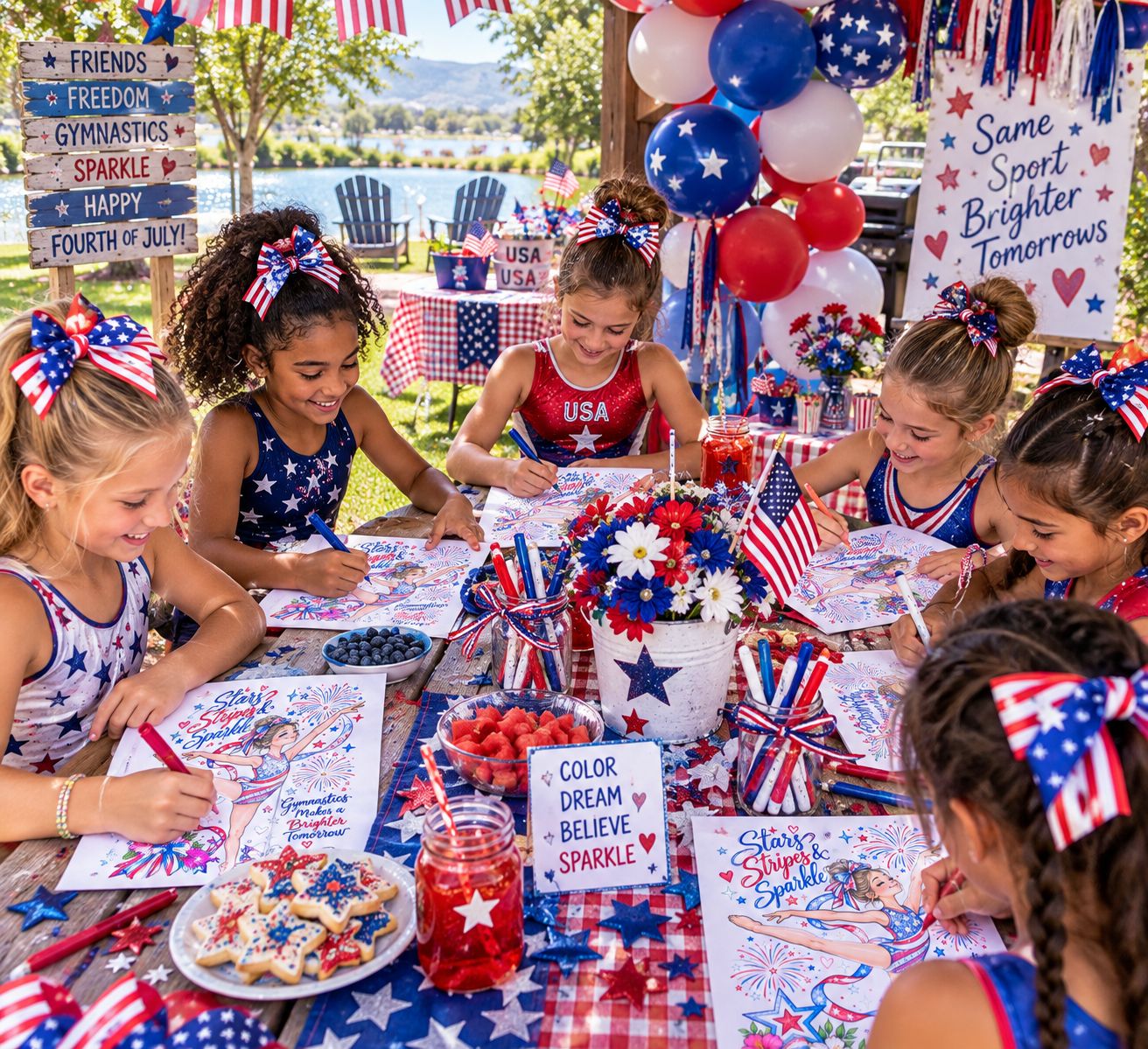SERIES 10 PATRIOTIC. Includes 10 UNIQUE PREMIUM Printable DESIGNS- DREAMY GLOW LEOTARD Coloring Sheets