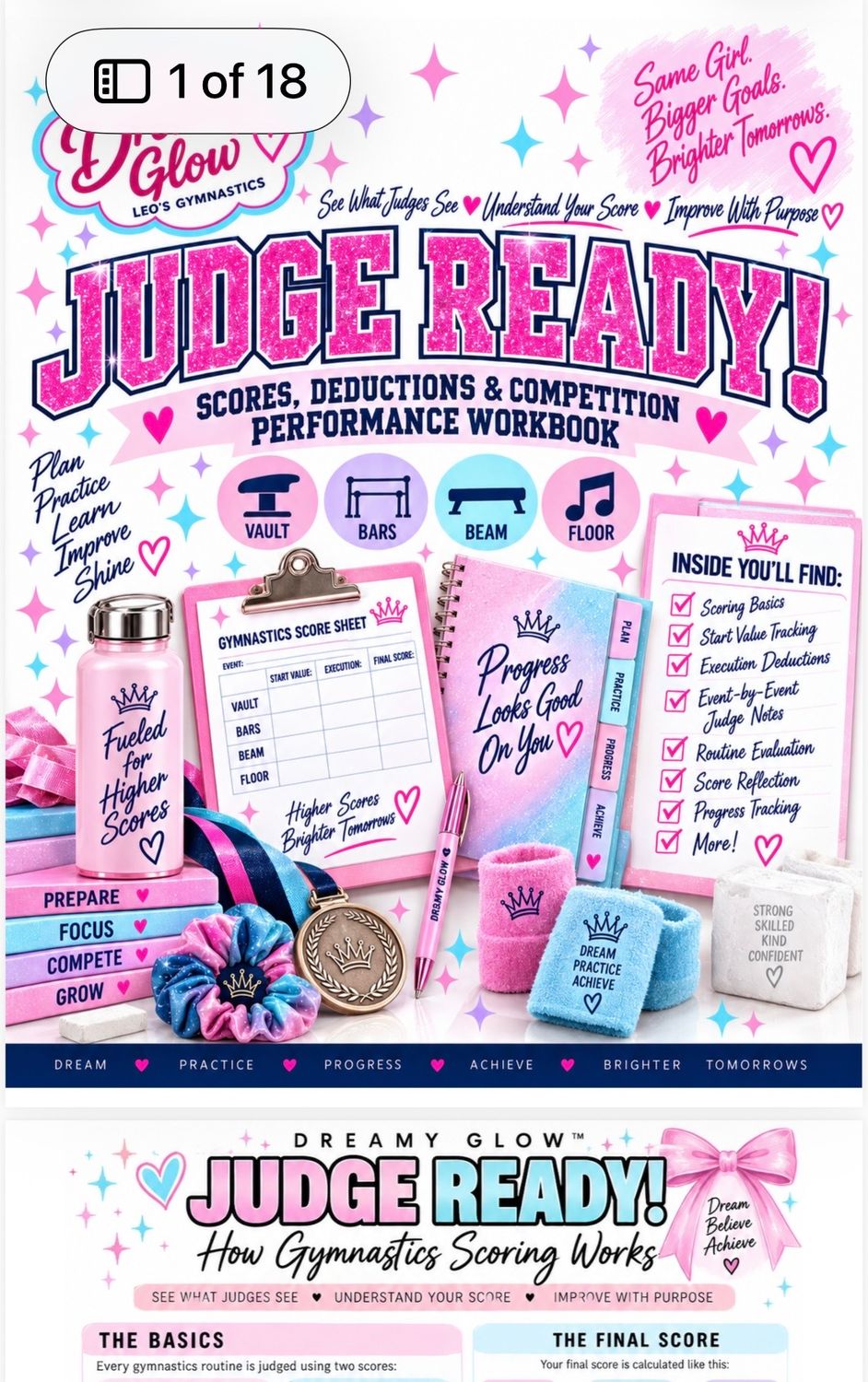 Judge Ready! Scores, Deductions &amp; Competition Performance Workbook — 18 interactive printable Pages
