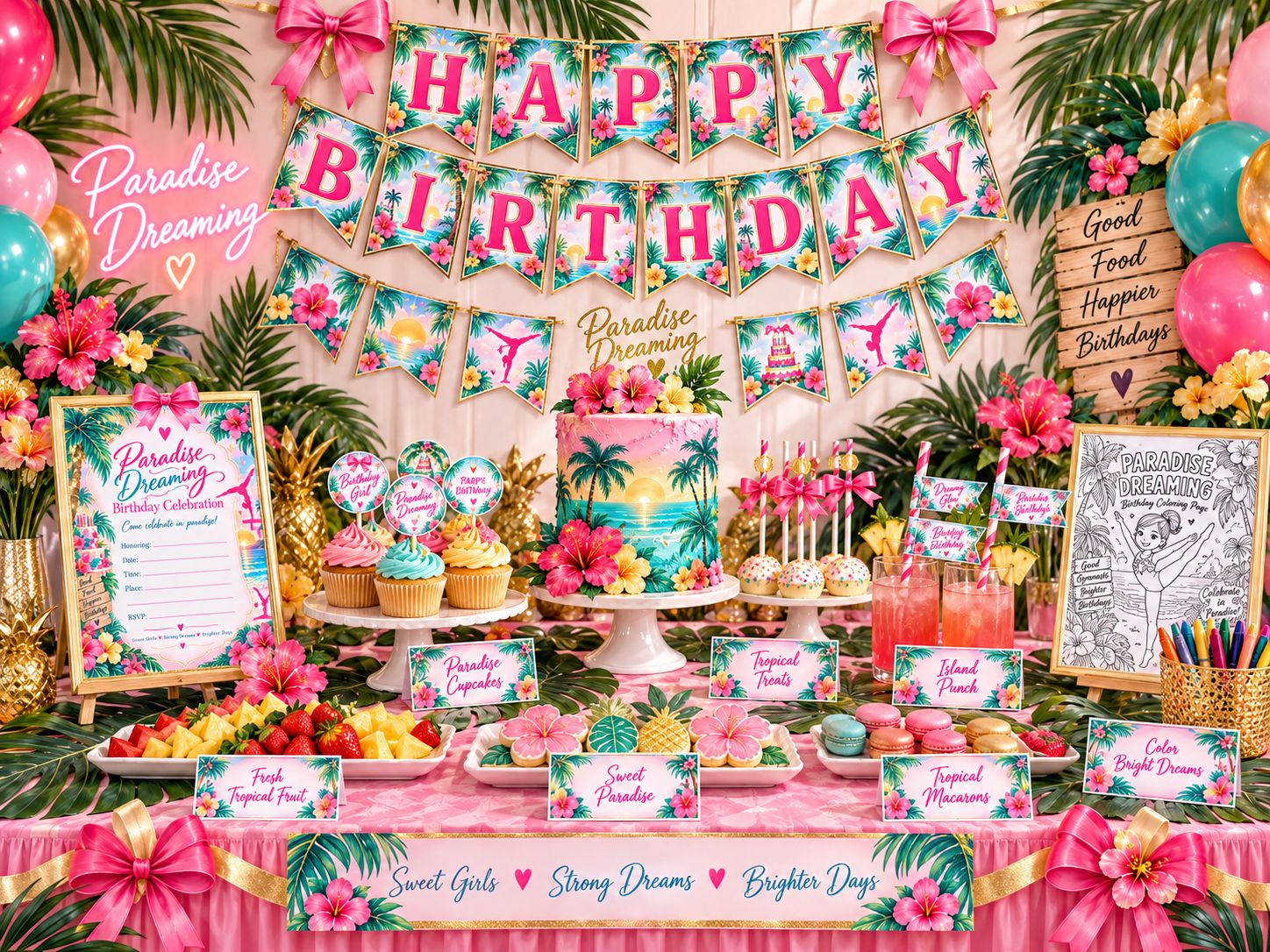 PARADISE DREAMING BIRTHDAY PACKAGE printable Pages