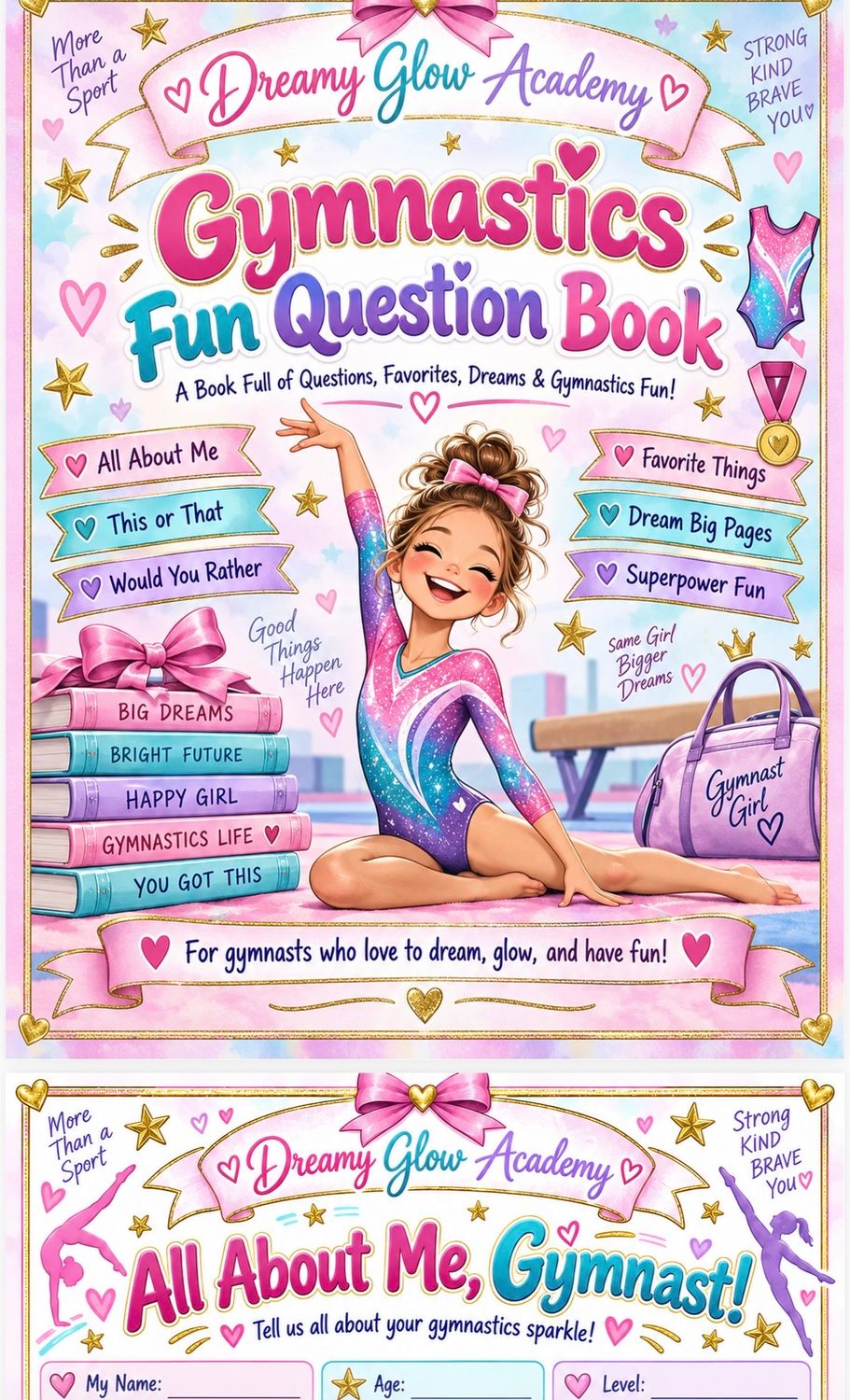 Gymnastics FUN QUESTION Workbook1 — 48 interactive printable Pages