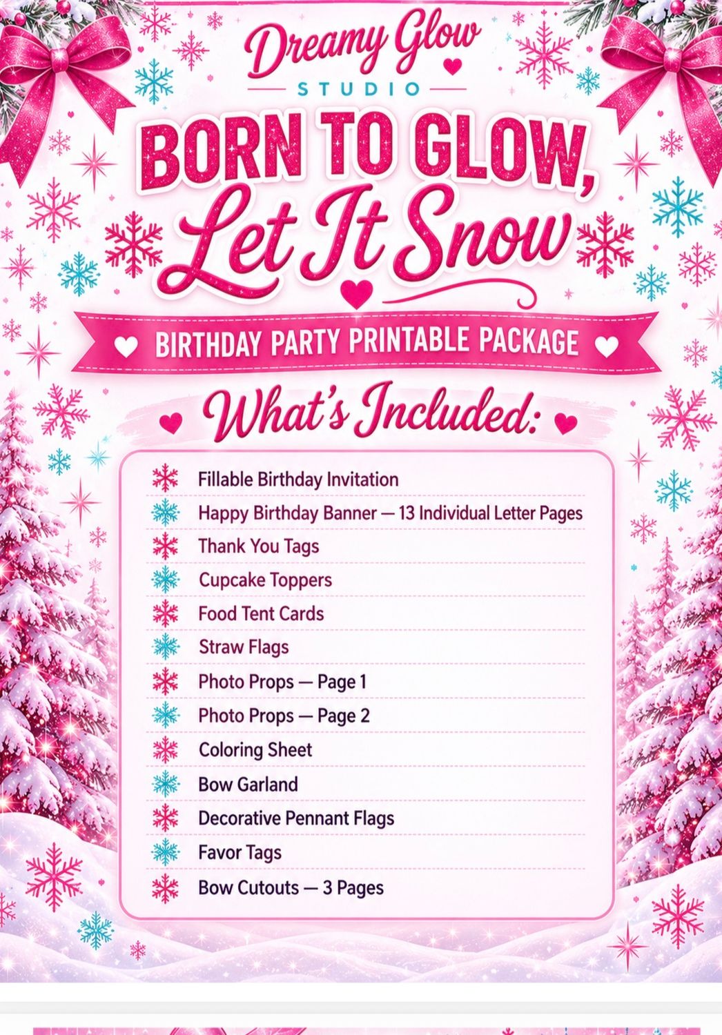 DREAMY Glow BORN TO GLOW LET IT SNOW BIRTHDAY PACKAGE printable Pages