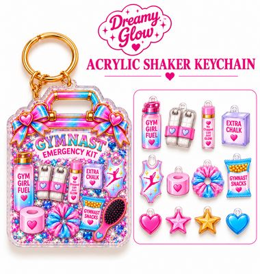 PREMIUM COLLECTIBLE 3-D SHAKER KEYCHAIN-  GYMNAST, EMERGENCY KIT Collectors Bag Charm Over 3 inches