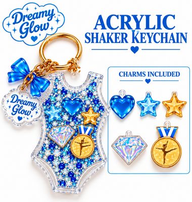 PREMIUM COLLECTIBLE 3-D SHAKER KEYCHAIN-  BLUE LEOTARD Collectors Bag Charm Over 3 inches