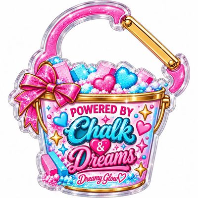 PREMIUM COLLECTIBLE CHALK IN POWERED BY CHALK AND DREAMS Bag Charm CLIP Over 3 inches