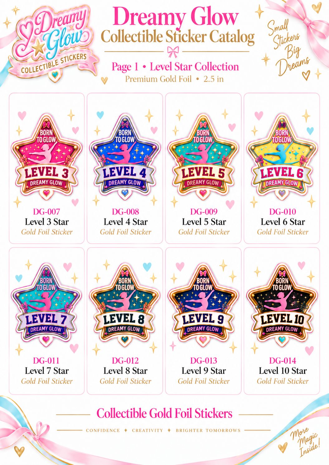 LEVELS 3, 4, 5, 6, 7, 8, 9, 10 Collectors STICKERS  (SELECT 1)