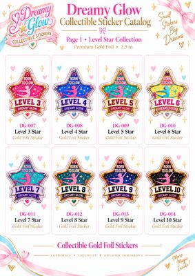 LEVELS 3, 4, 5, 6, 7, 8, 9, 10 Collectors STICKERS  (SELECT 1)