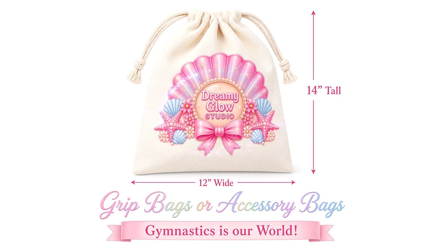 SEASHELL SWEETHEART CINCHED GRIP OR ACCESSORIES BAG
