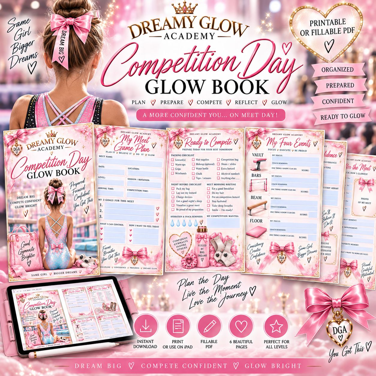 COMPETITION DAY, GLOW BOOK  - 6 Fillable Or Printable Pages