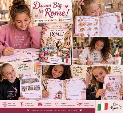 🇮🇹 Dream Big in Rome!  Dreamy Glow Gymnastics Around the World — Destination #4 -Fillable Or Printable Pages