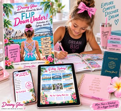 🇦🇺 Flip Down Under! Dreamy Glow Gymnastics Around the World — Destination #5 -Fillable Or Printable Pages