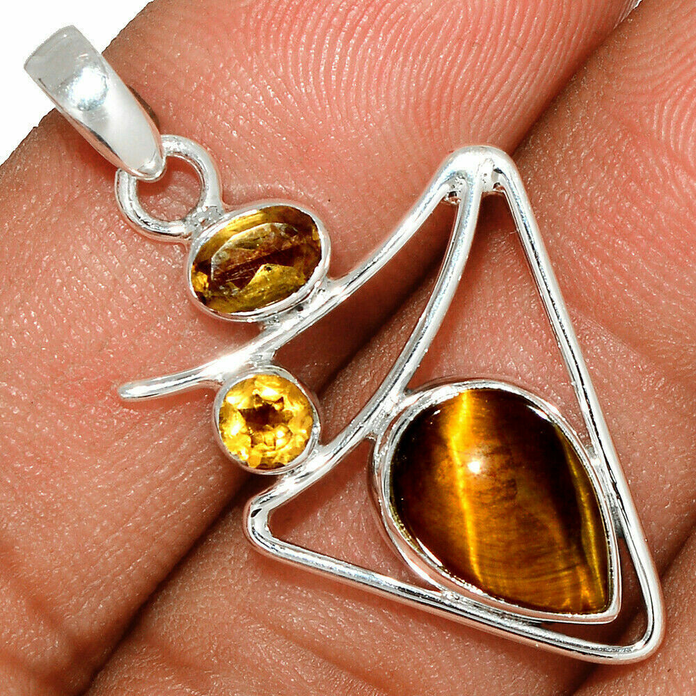 Tiger's Eye and Citrine Pendant