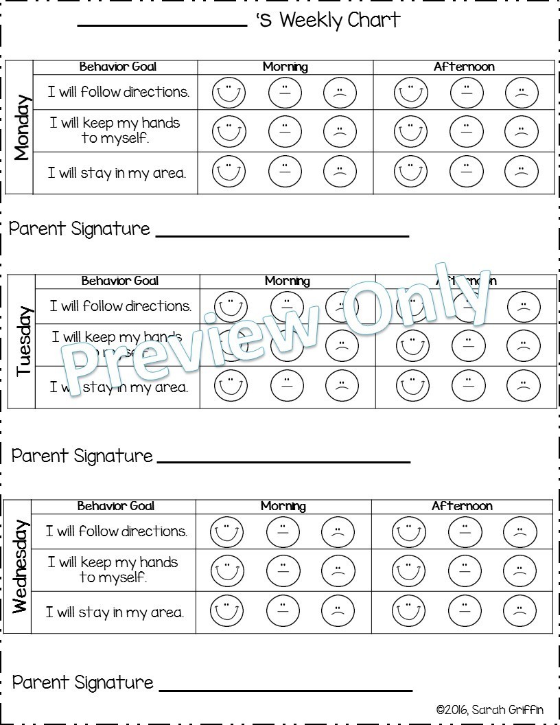 Editable Behavior Contract For Daily Behavior Report Template