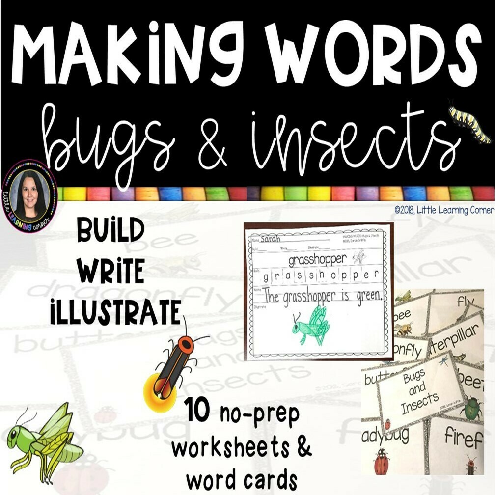 Making Words - Bugs and Insects - Writing Center and Vocabulary Cards