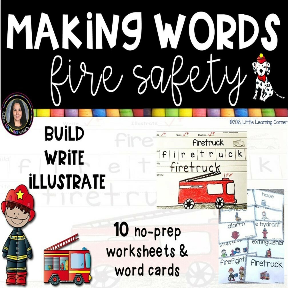 Making Words - Fire Safety - Writing Center and Vocabulary Cards