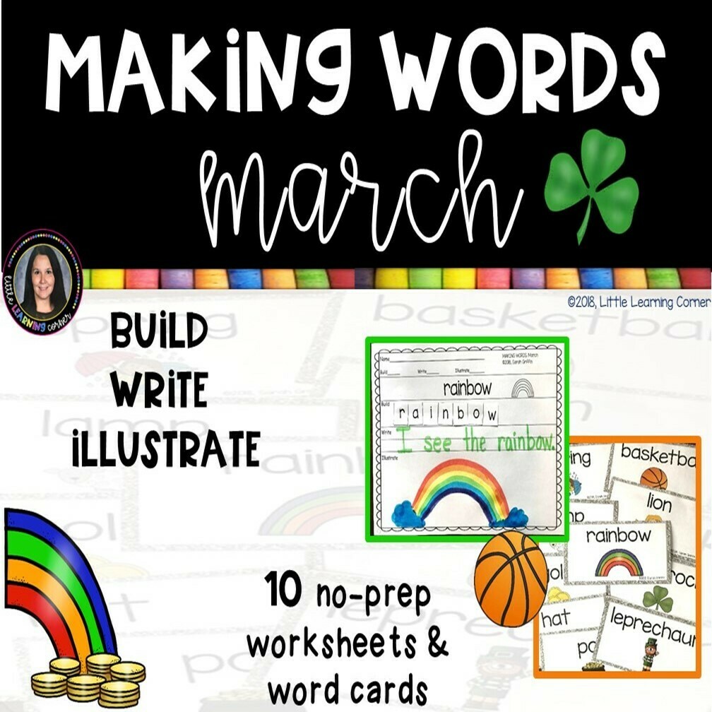 Making Words - March St. Patrick's Day - Writing Center and Vocabulary Cards