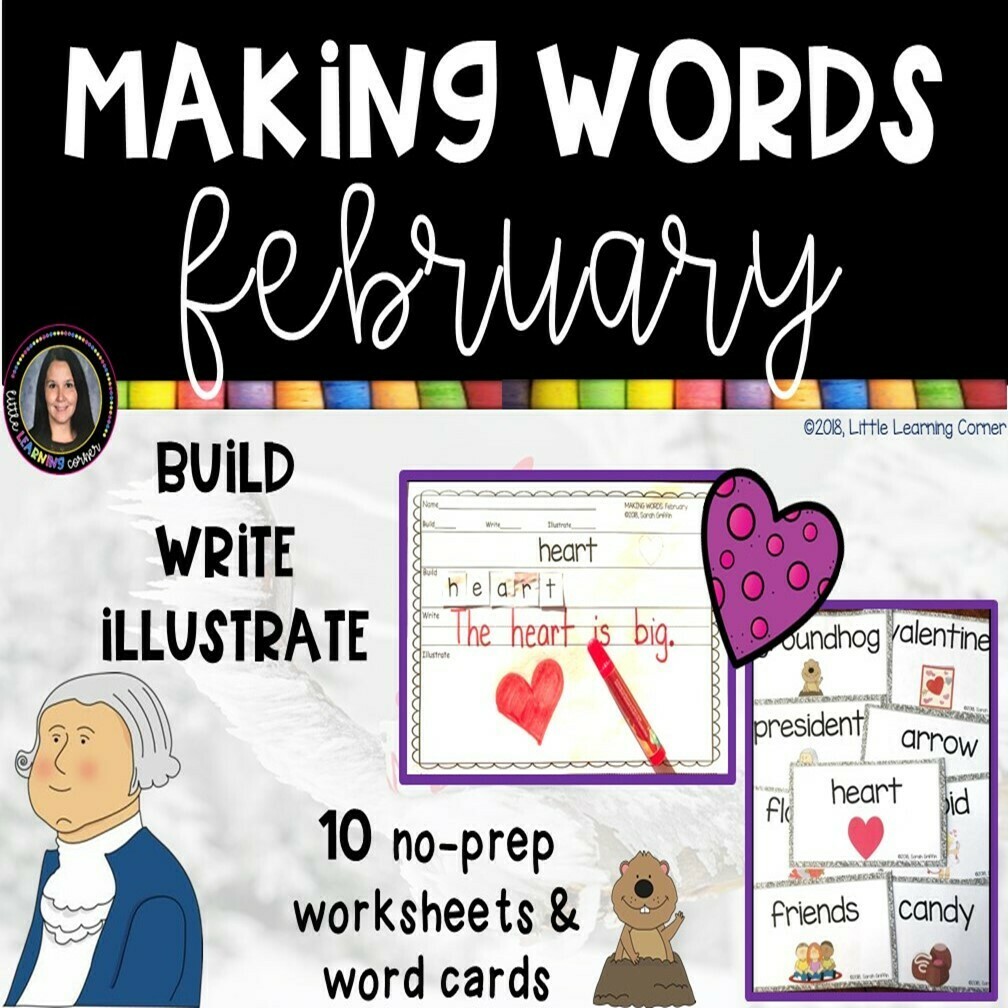 Making Words - February - Writing Center and Vocabulary Cards