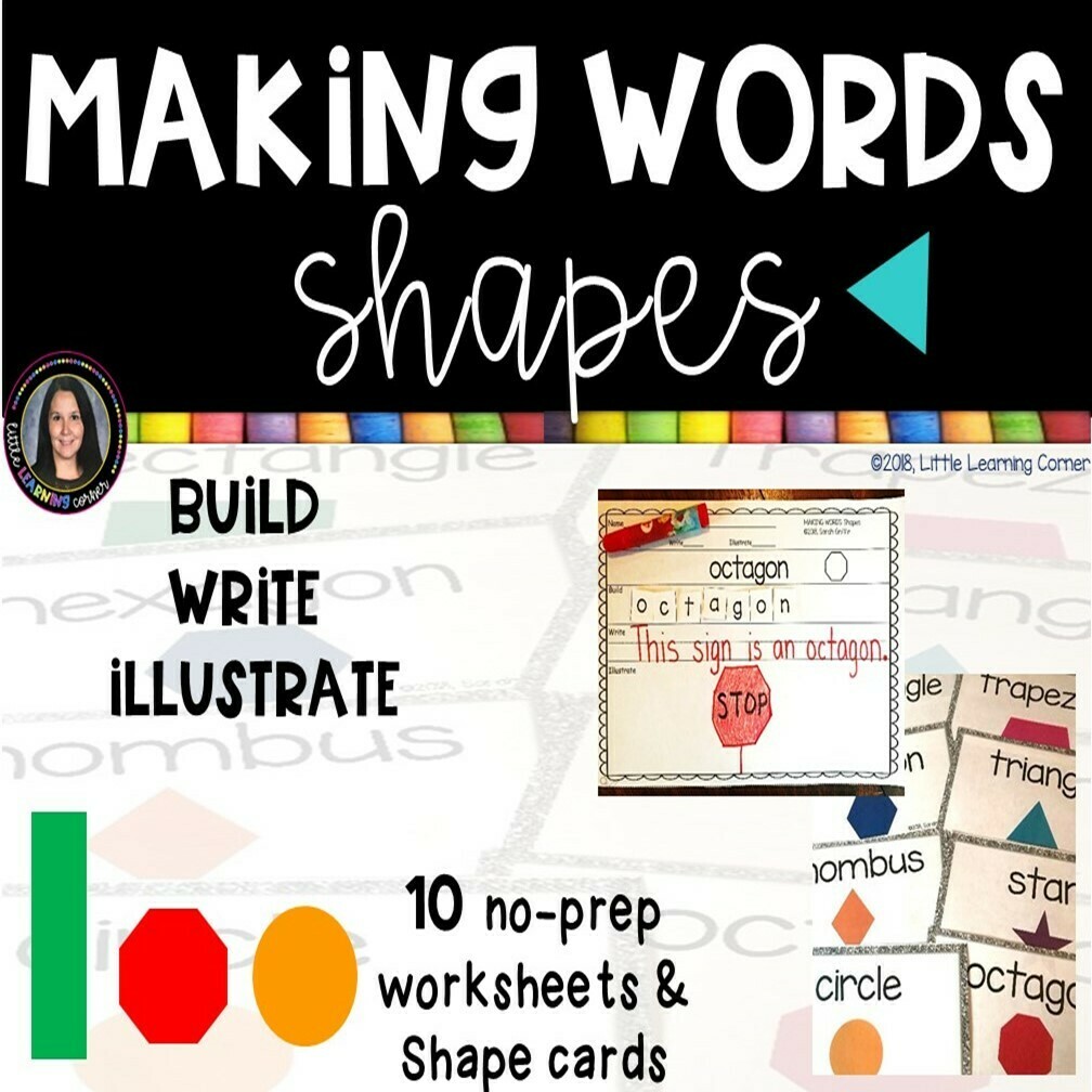 Making Words - Shapes - Math and Writing Center with Picture Cards