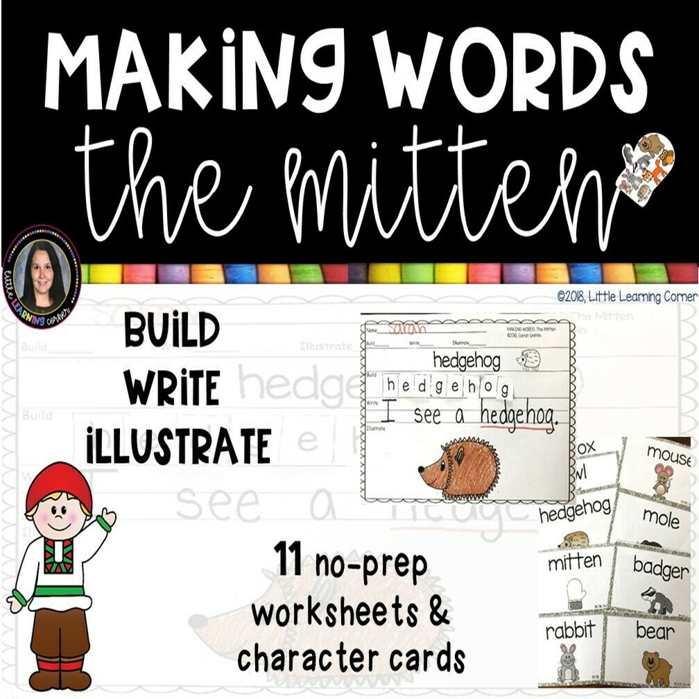 Making Words - The Mitten - Writing Center and Character Cards