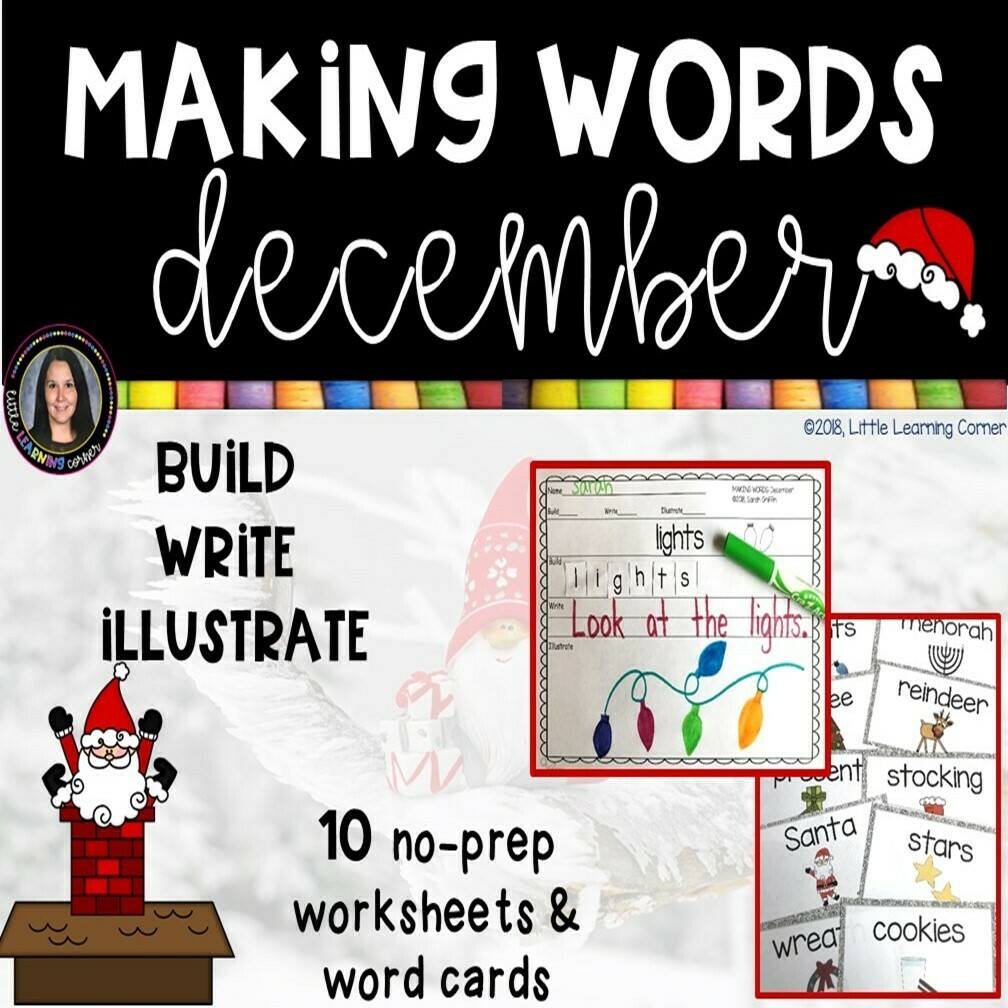 Making Words - December - Writing Center and Vocabulary Cards