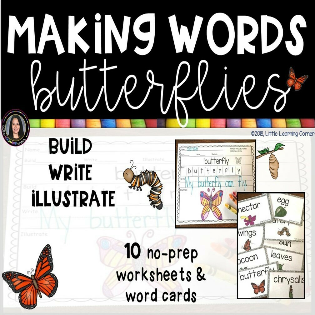 Making Words - Butterfly Life Cycle - Writing Center and Vocaulary Cards
