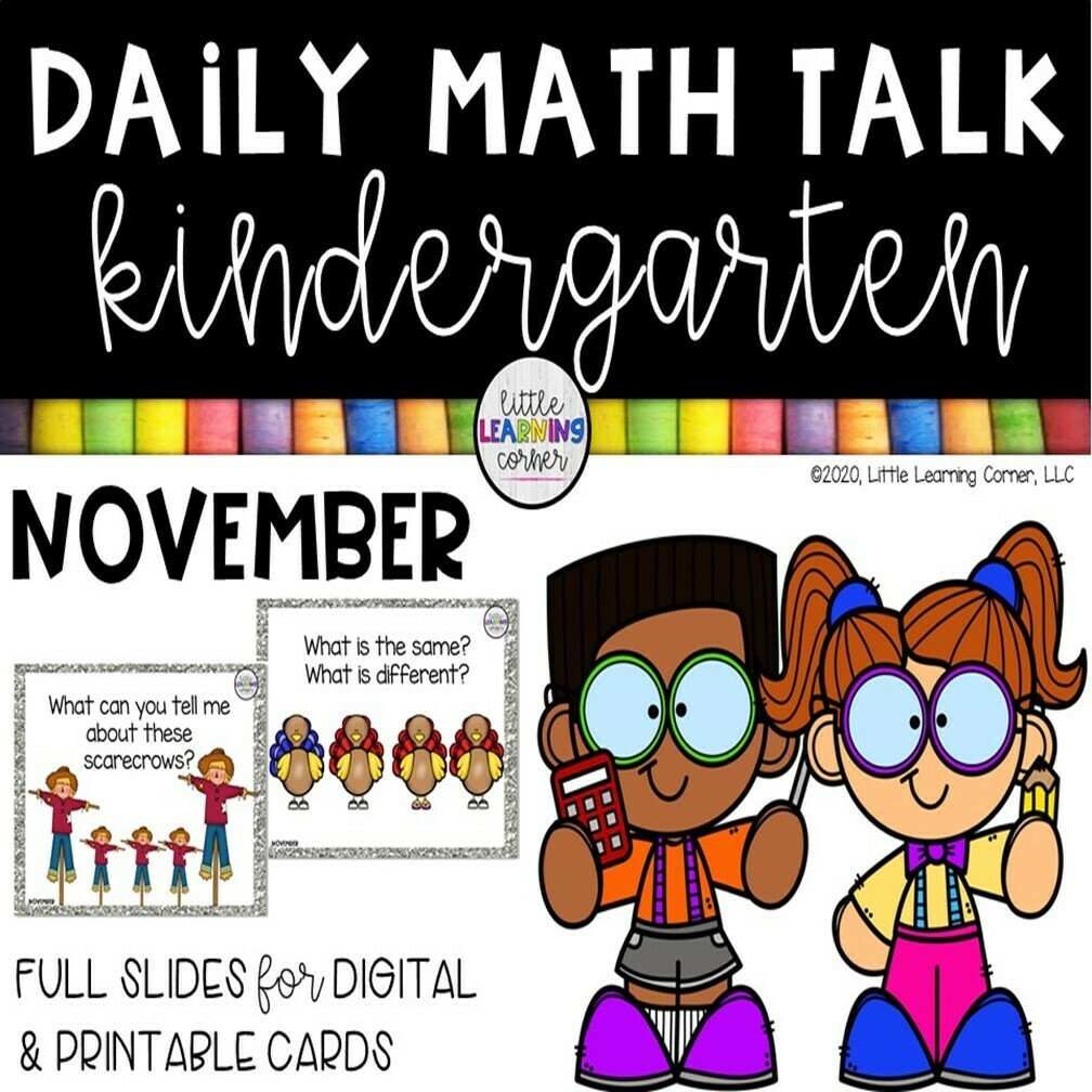 Kindergarten Math Talks - November - DIGITAL and PRINTABLE