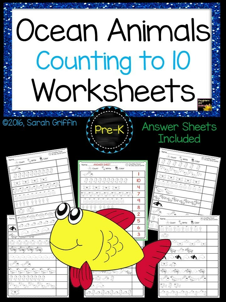 Ocean Animals Counting Worksheets