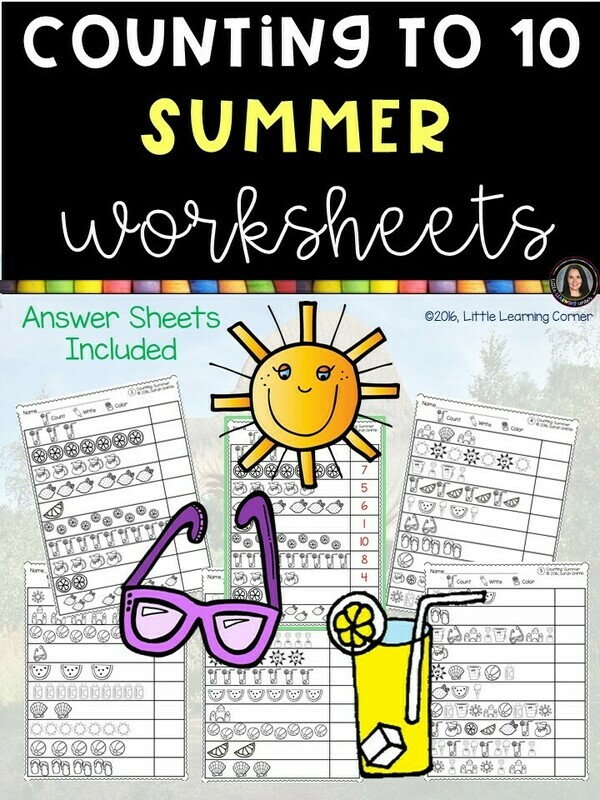 Summer Counting Worksheets