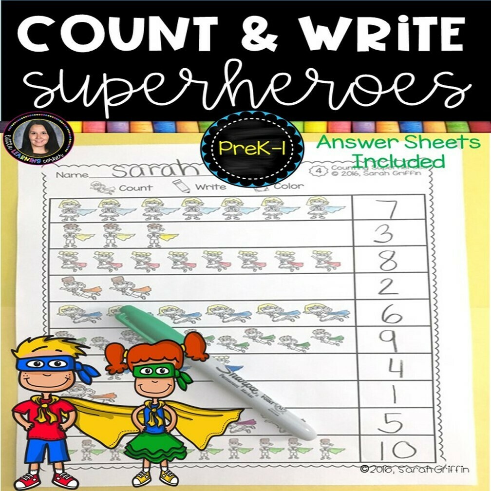 Superhero Counting Worksheets