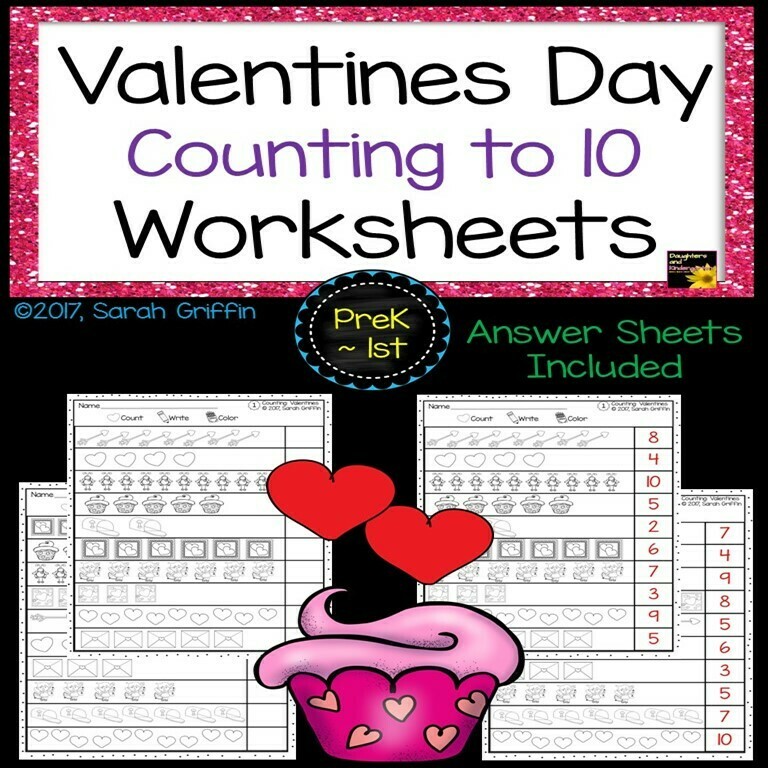 Valentines Day Counting Worksheets